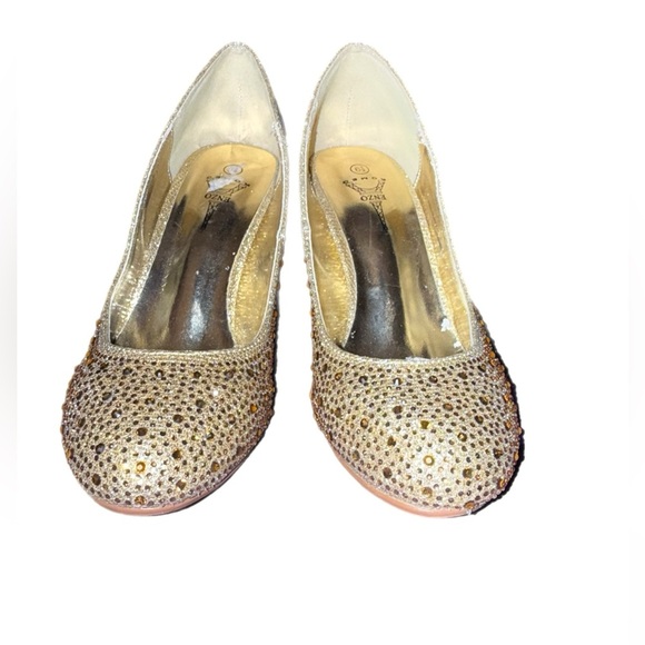 Enzo Romeo Elegant Gold Women's Heels Rhinestone Size 6.5” - Picture 7 of 7